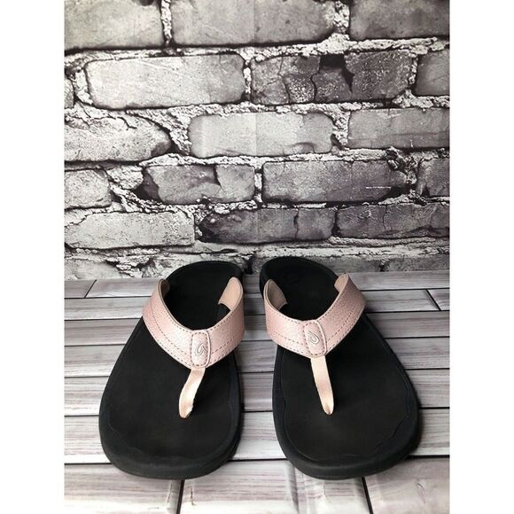 OluKai Ohana Pink Synthetic Black Flip Flops Beach Sandals Women Sz 11M US/41EU - Picture 3 of 16
